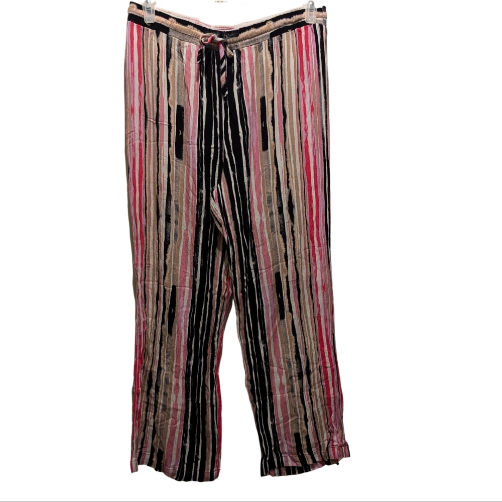 Robert Louis Multi Color Striped Sheer Pants | Sz L - Picture 2 of 6